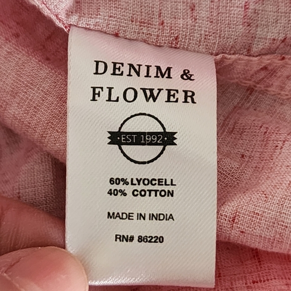 Denim & Flower Ricky Singh Button Down Shirt Men's Large Light Pink Cotton Blend - Picture 8 of 10